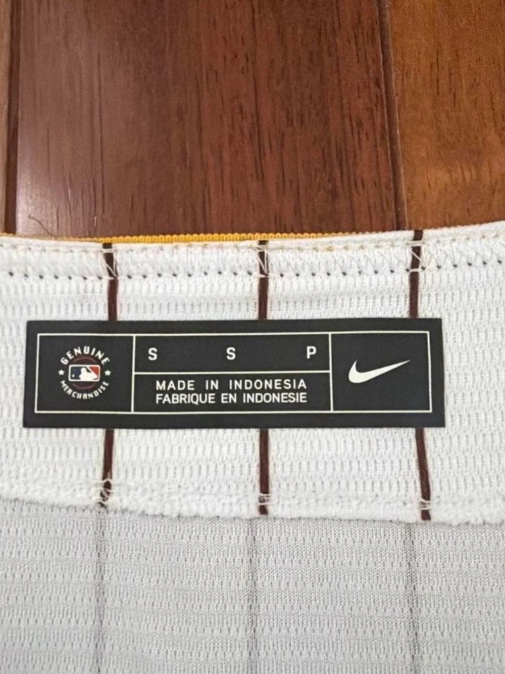 Nike Padres White Pinstripe Jersey with Black and Gold Accents